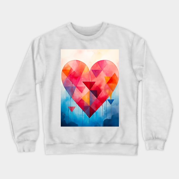 Geometric Heart, Valentine's Day Crewneck Sweatshirt by Gold Turtle Lina